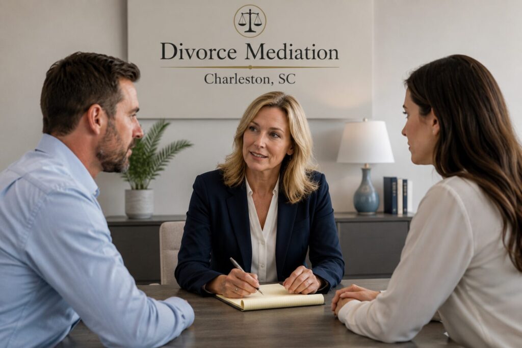How a Divorce Mediator Can Simplify Your Separation Process in Charleston | Charleston Divorce Mediators | Divorce Mediation | Image of a husband and wife working through a potential divorce with a divorce mediator