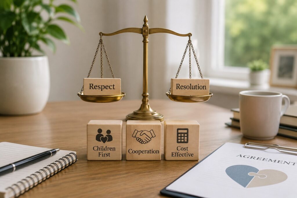 Charleston Divorce Mediators, LLC | Benefits of Divorce Mediation | Charleston, SC | Image of Divorce Mediation Benefits Shown on a scale.